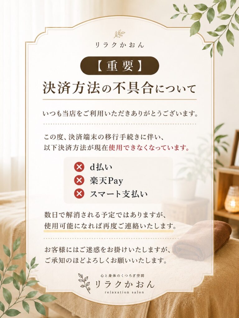 決済方法の不具合について