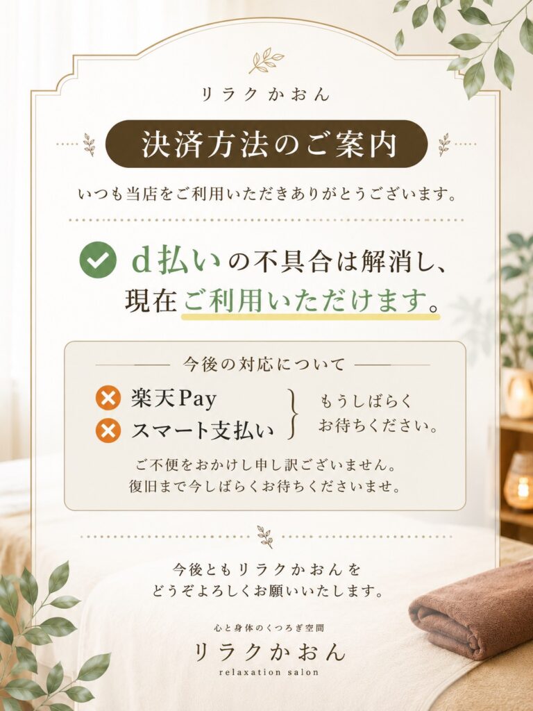 決済方法についてのお知らせ